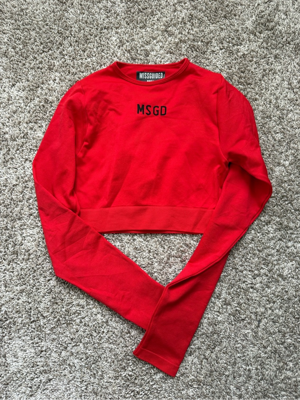 Missguided Red Cropped MSGD Sweatshirt